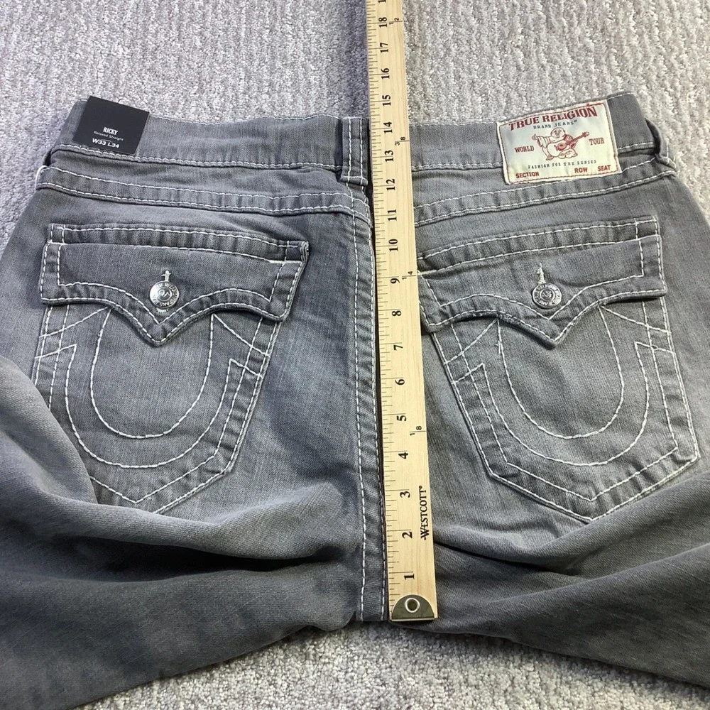 True Religion Ricky Big T Flap Relaxed Straight Jeans 33 x 34 (Actual 34x33) NWT